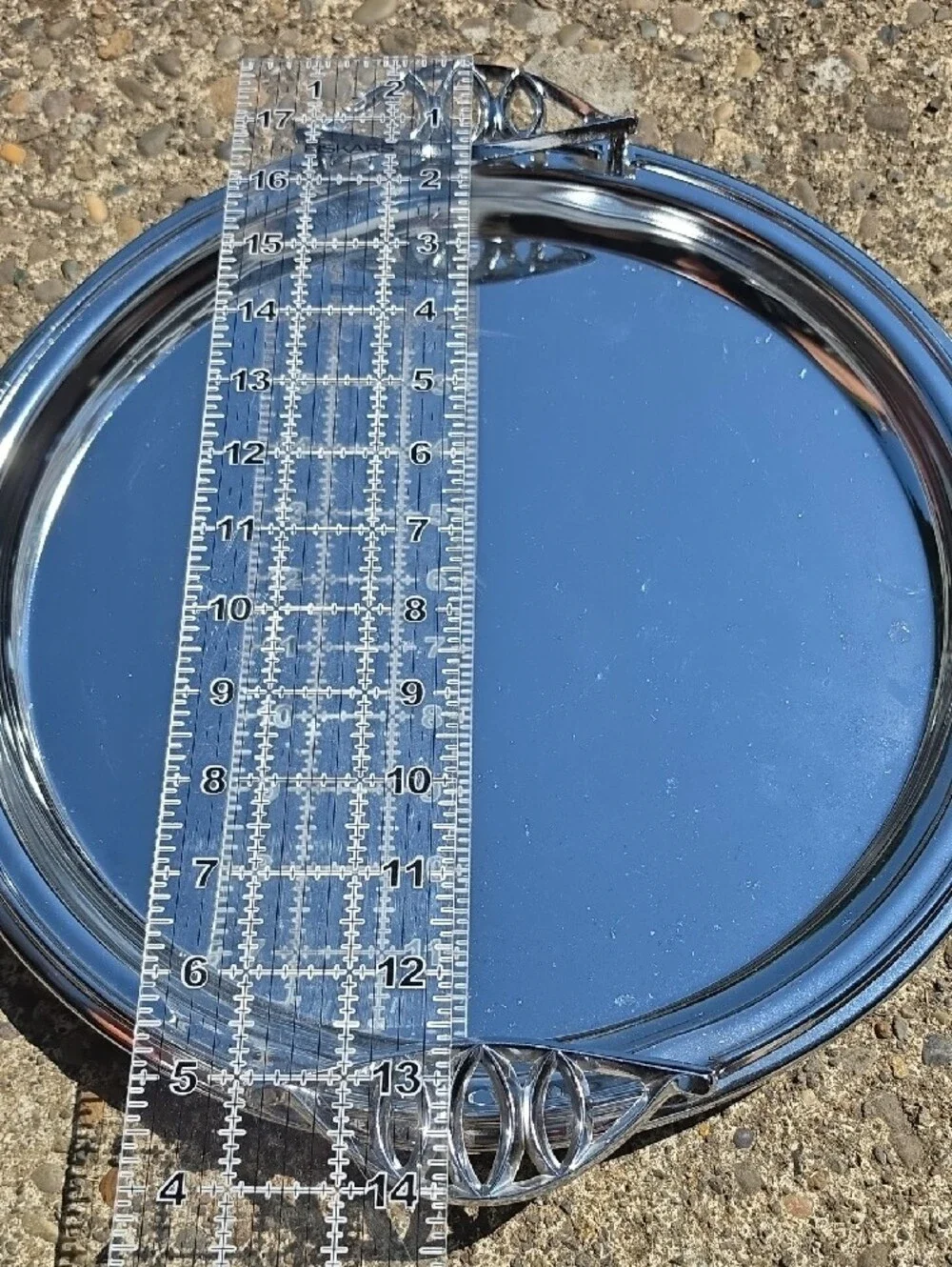 Silver Round Serving Tray with Decorative Handles